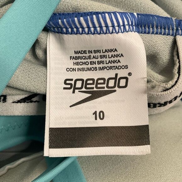Speedo Women's size 10 Swimsuit One Piece Thin Strap High Cut Bright Blue Cobalt - Picture 3 of 13